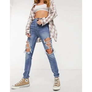 NWT Free People We The Free Phoenix Distressed Skinny Jeans In Blue-blues